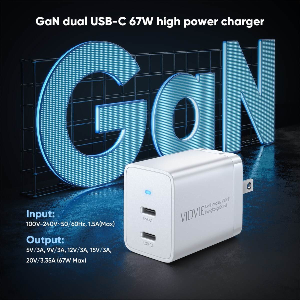 VIDVIES GaN Big Power Dual Usb-C 67W