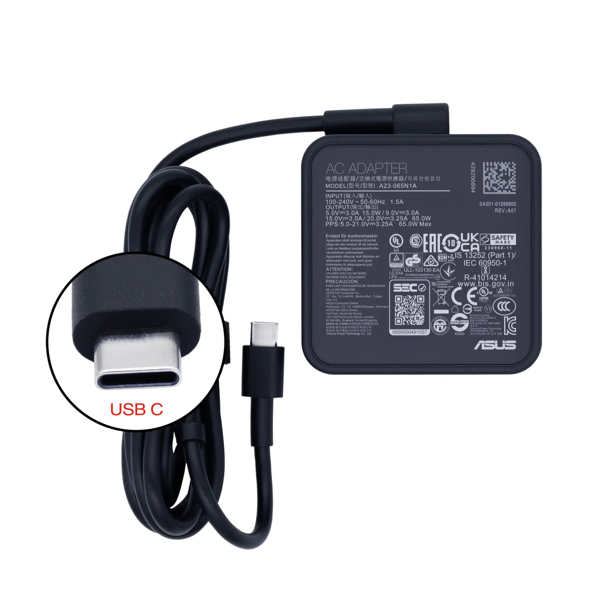 CARG. PARA PORTATIL TIPO C 65W PLUSB