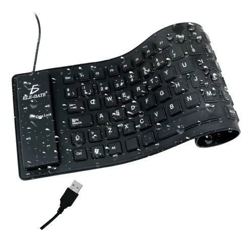 TECLADO ALAMBRICO USB FLEXIBLE NEGRO CAJA AZUL